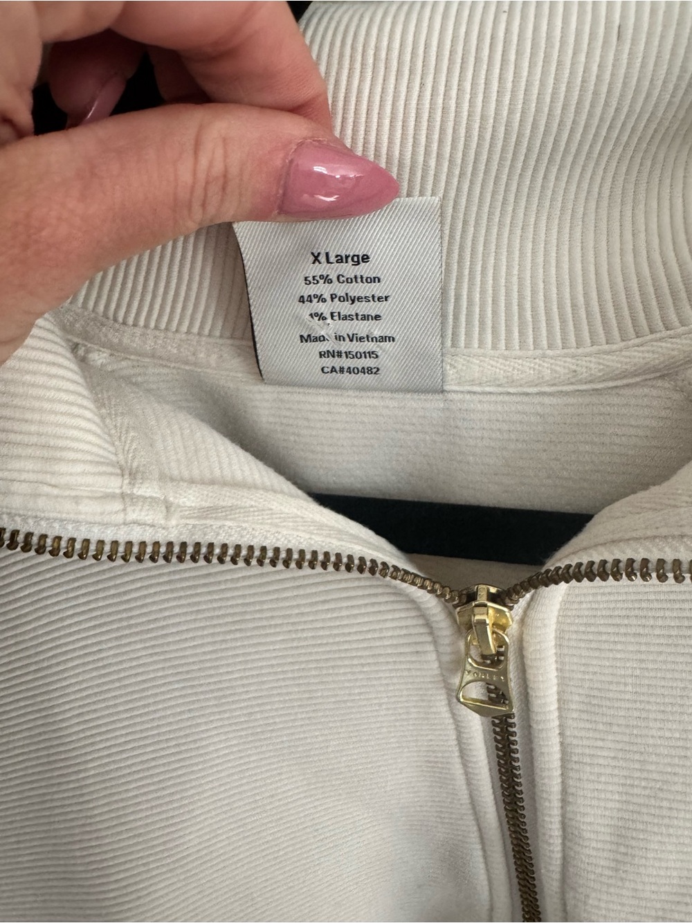 Varley Vine Half Zip Ottoman Rib Knit Pullover Ivory White VAR00485 Womens Sz XL - Picture 8 of 14